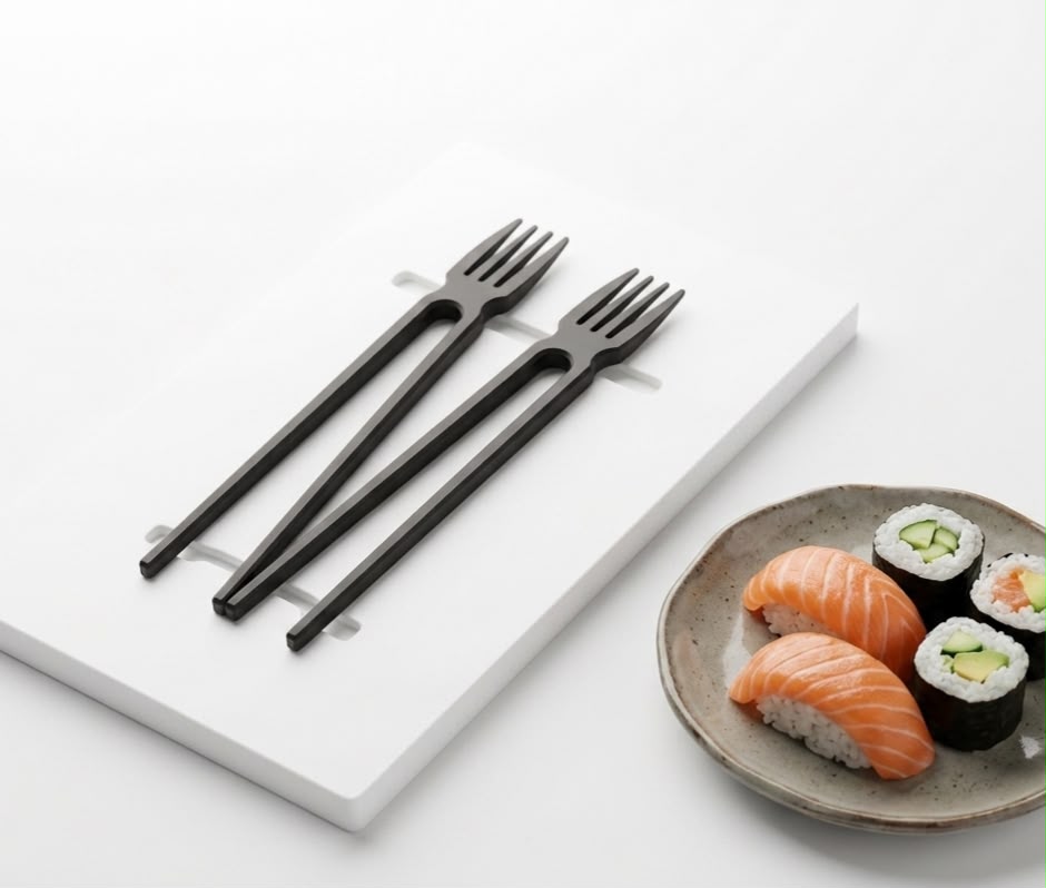Hashi com Garfo Integrado Garfoshi – Design Inteligente em Impressão 3D