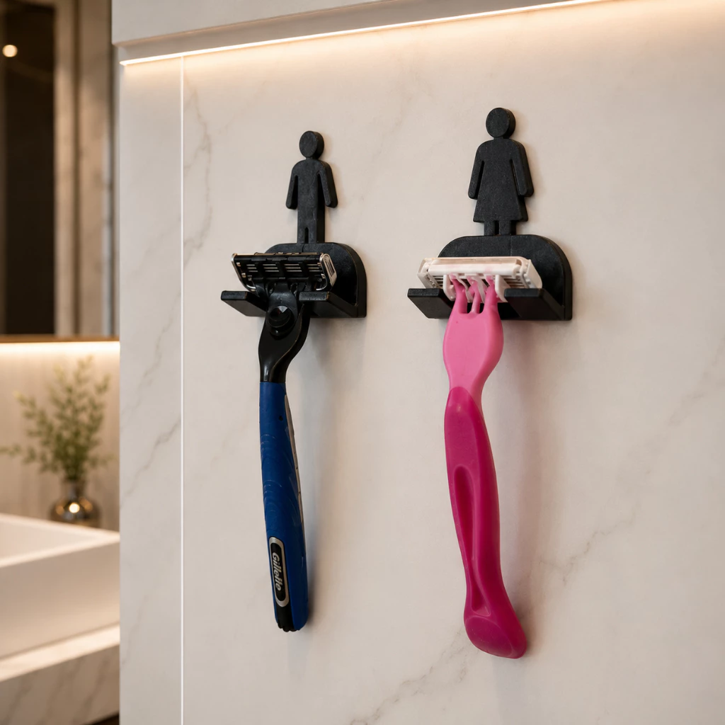 Suporte Para Gilete Barbeador De Parede Sem Furo 3M Organizador Banheiro